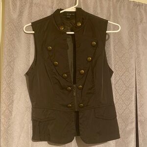 Black Military Style Vest with Gold Buttons
